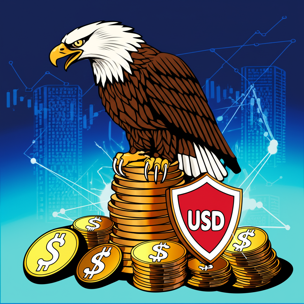 美元全球儲備地位與澳幣資源出口經濟的象徵圖像