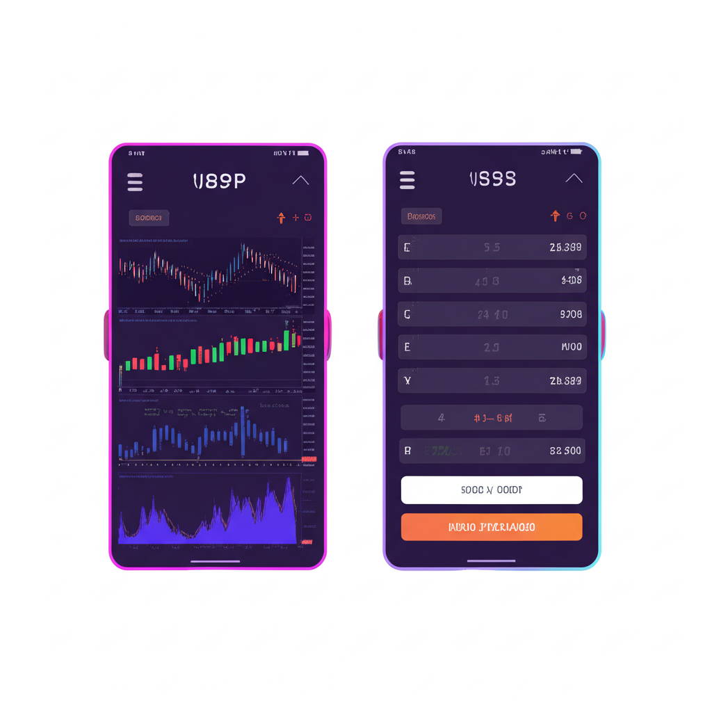 兩種不同外匯App 的插圖:複雜交易介面與簡單銀行匯率介面