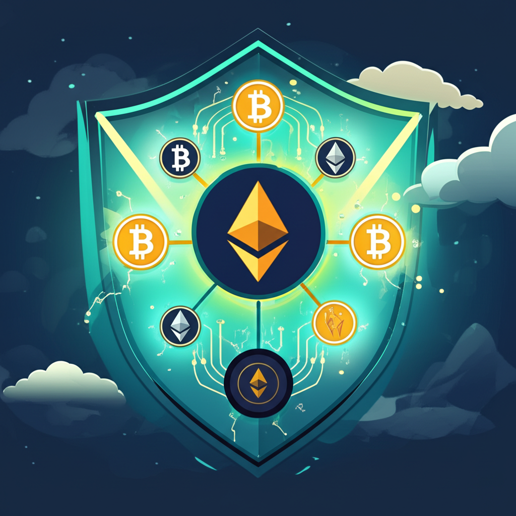 Coinbase作為加密生態中心樞紐與防禦市場波動示意圖