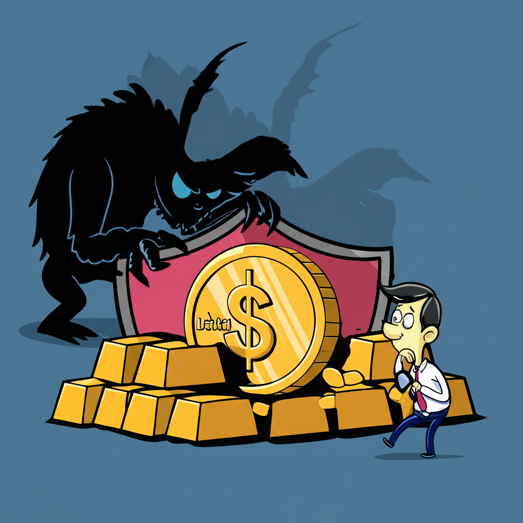 美國國債威脅美元價值與黃金作為避險盾牌的經濟危機插圖