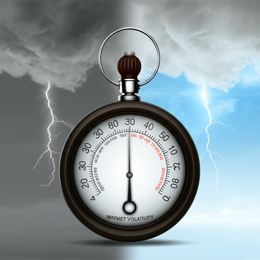 VIX恐慌指數上升時的市場風暴示意圖,象徵波動加劇