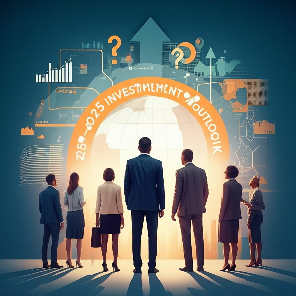 2025 investment outlook global investors navigating economic uncertainties seeking stable growth illustration
