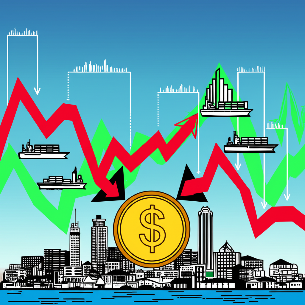 全球經濟與美元匯率波動的互聯圖示,顯示貿易和投資如何受影響