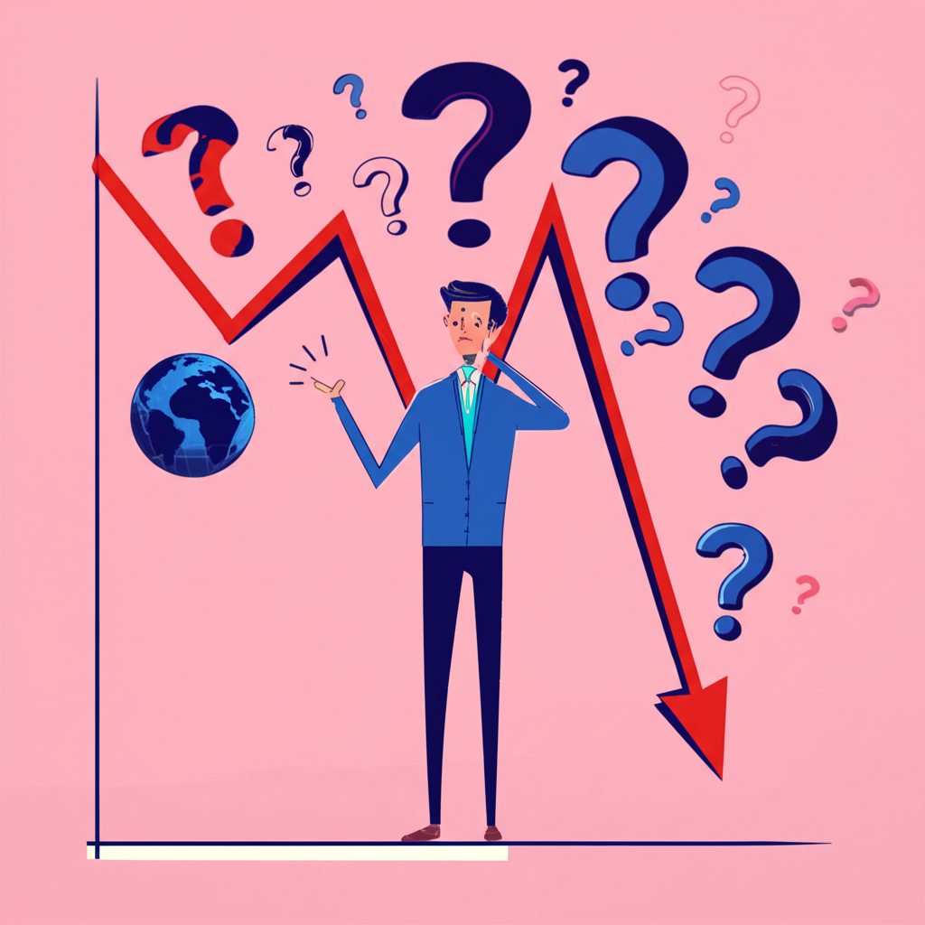 投資人憂慮澳幣走勢：一位憂心忡忡的人看著下滑的澳幣走勢圖，象徵對全球經濟不確定性的擔憂