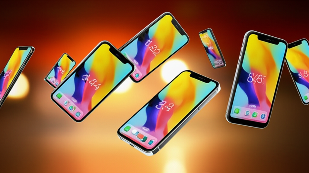 蘋果公司慶祝Q4財報創紀錄的插圖,iPhone飛高象徵強勁銷售與樂觀節慶季展望