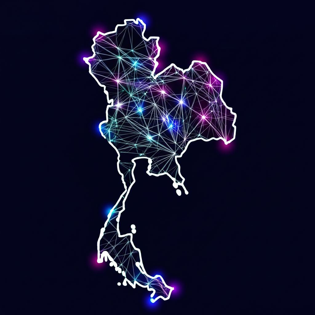 泰國地圖顯示快速數據網絡連接