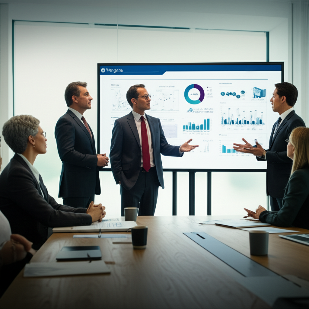 JPMorgan executives discussing AI driven ecommerce opportunities and market risks illustration