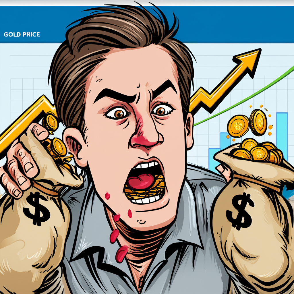 投資者面對金價急速上漲進行獲利了結的動態市場插圖