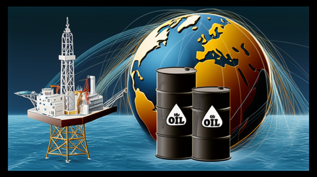 North Sea oil rig illustration representing Brent Crude Oil as a global benchmark
