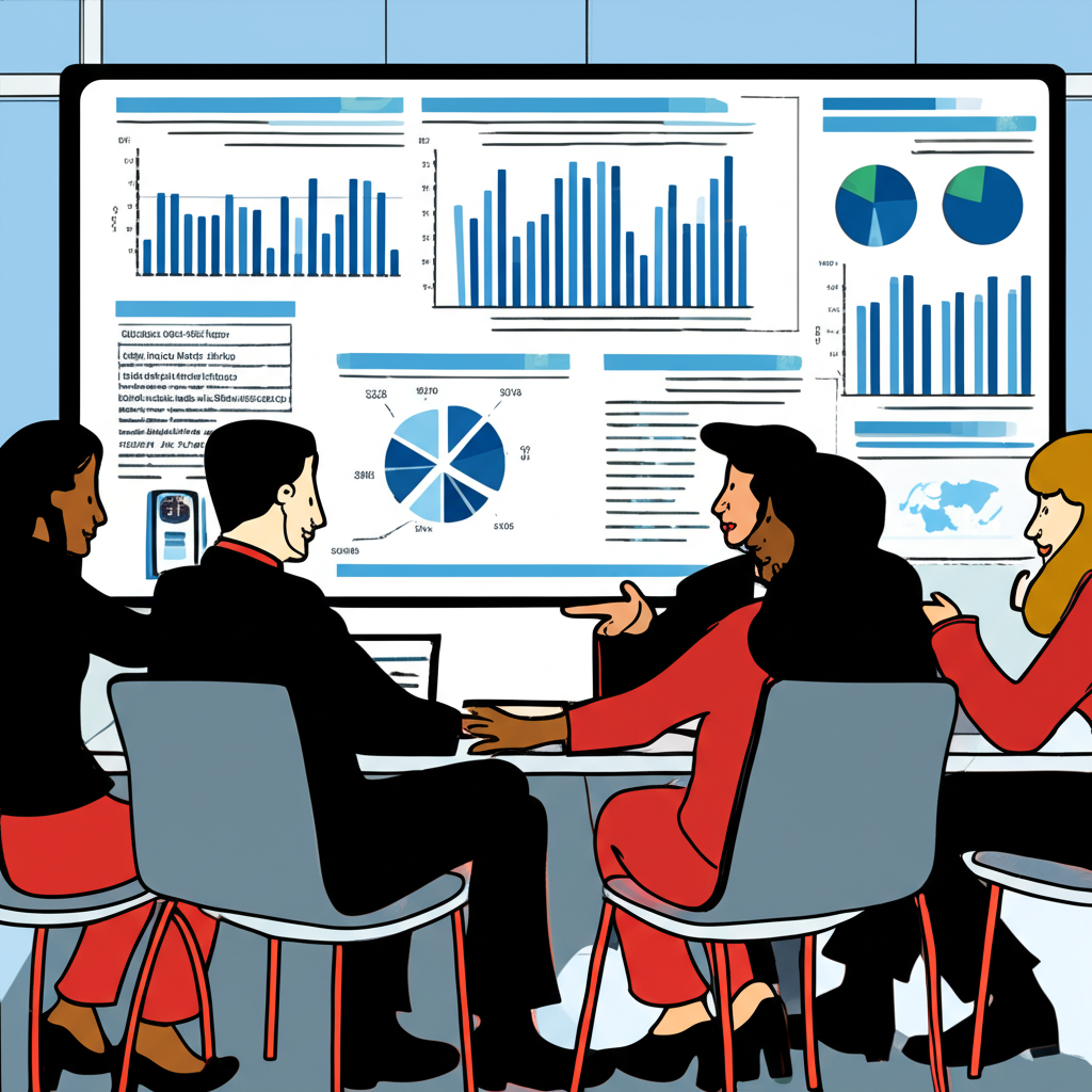 華爾街分析師會議室討論蘋果Q4財報預測,聚焦iPhone銷售與服務營收,氛圍謹慎樂觀