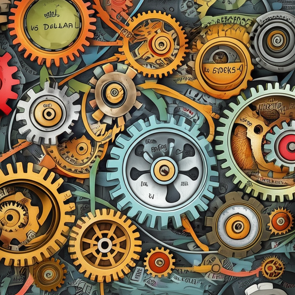 美元與美股複雜關係的齒輪互動插圖