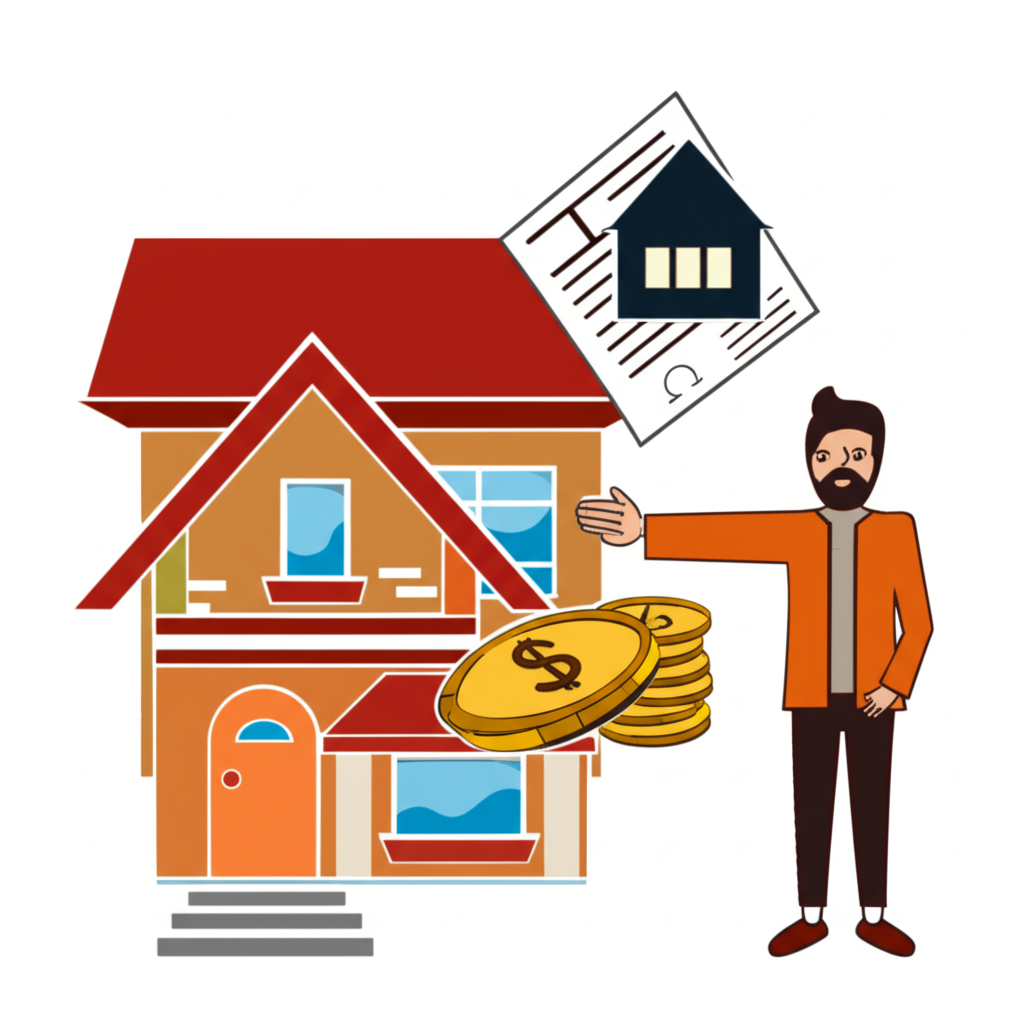 生活化例子：手持合約注視房屋，象徵支付小額費用獲得未來購買權利的期權概念