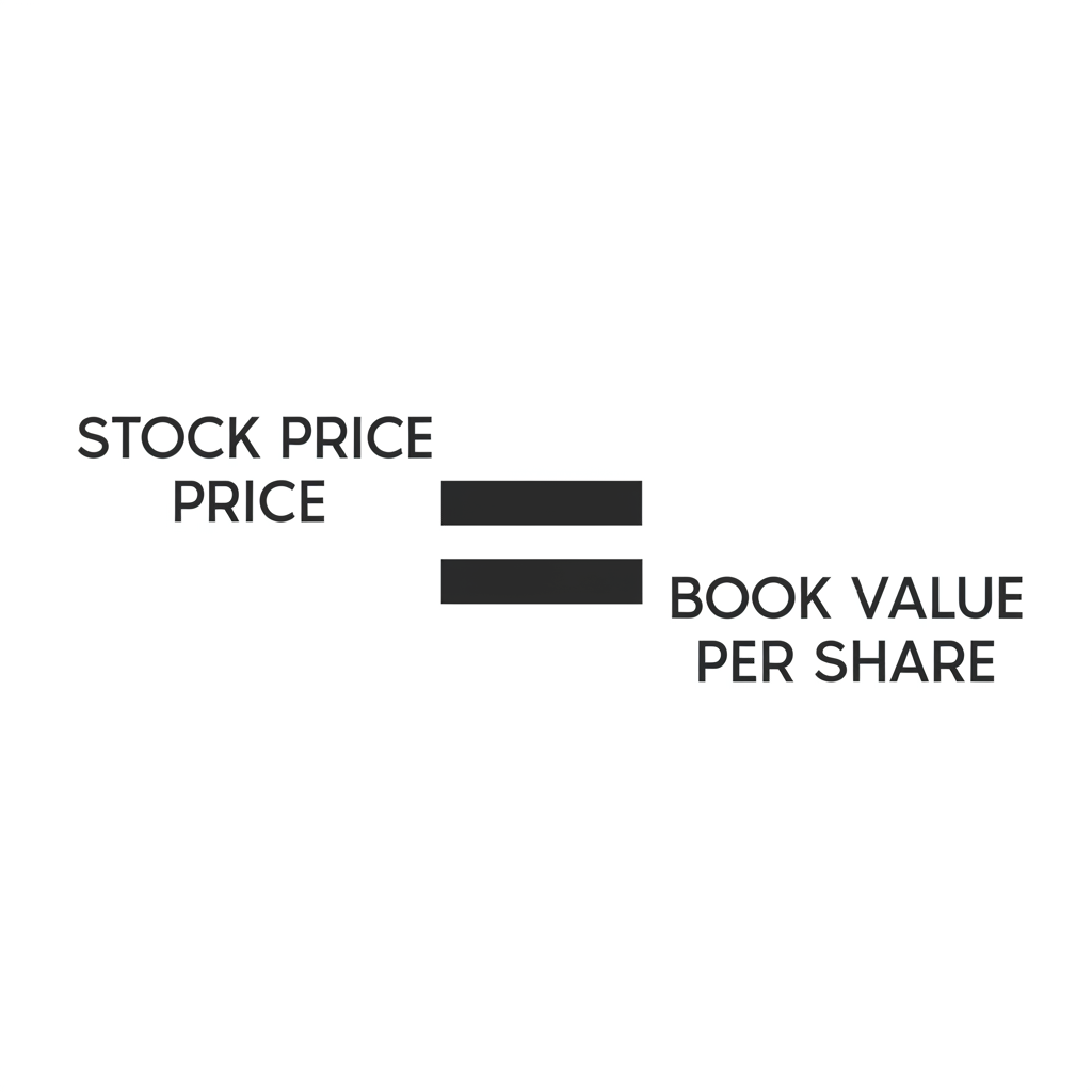 股價與每股淨值計算示意圖，透過等號平衡