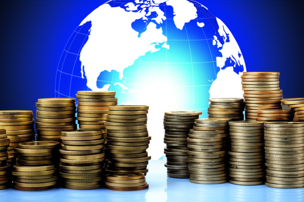 台灣經濟景觀與外匯存底示意圖,象徵全球經濟影響力與金融穩定