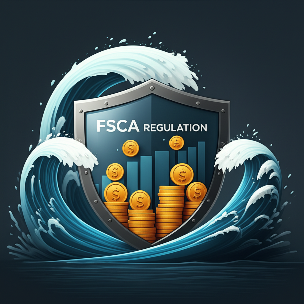 FSCA 監管如盾牌般守護金融資產免受市場風暴衝擊,象徵投資安全與資金保障
