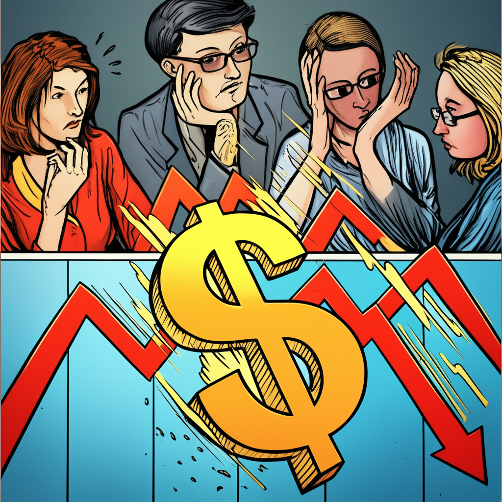 美元匯率下跌圖表與擔憂投資人全球經濟不確定性插圖