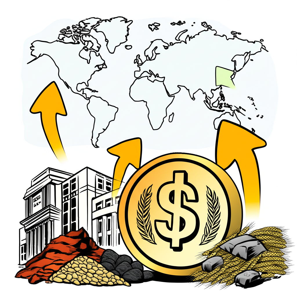 澳洲央行建築物與利率調整撥盤，影響資金流入或外流，環繞澳幣符號與箭頭