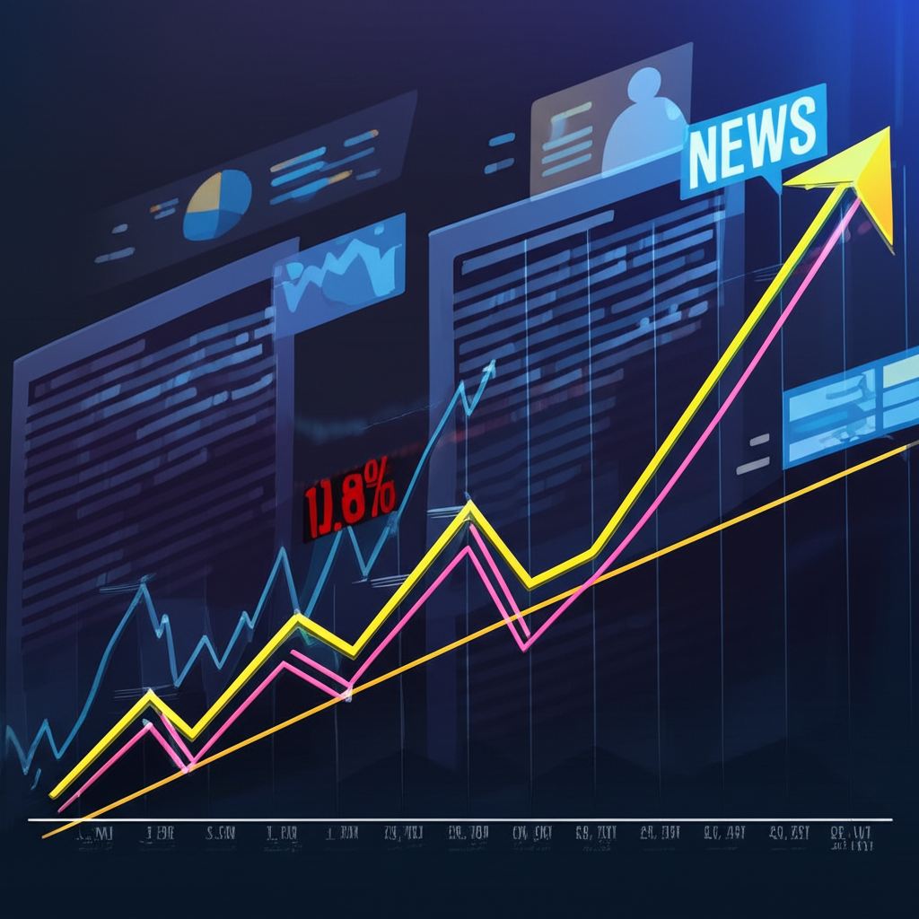 小型股市場圖表顯示銳利上漲,突破阻力線伴隨新聞頭條