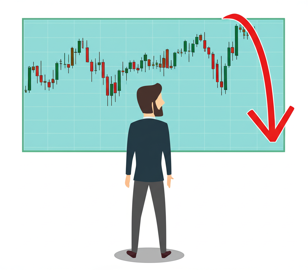 股票市場圖表顯示下跌趨勢轉底部型態再上漲趨勢，投資者觀察關鍵反轉訊號