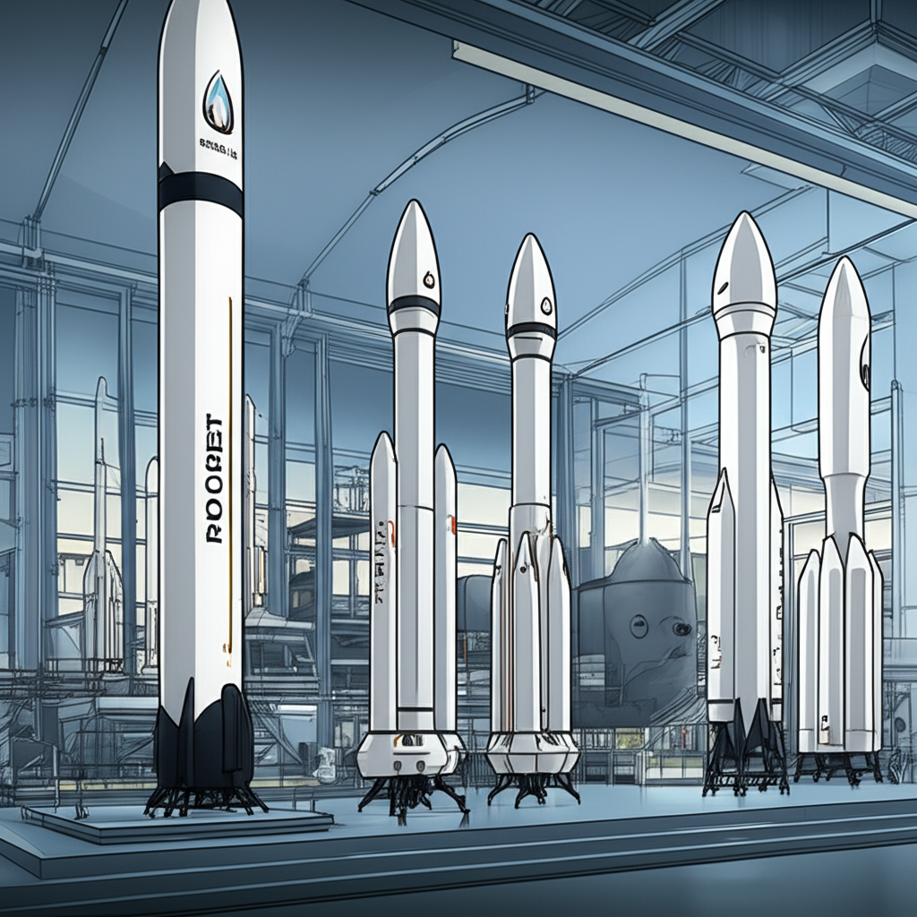 Rocket Lab facility with Electron, Photon, and Neutron designs showcasing space manufacturing and market potential