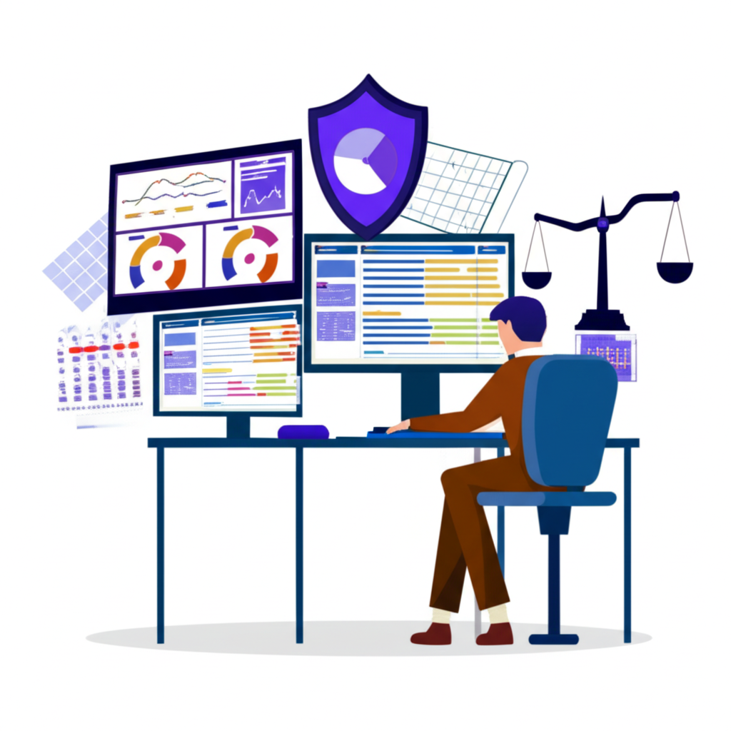 交易者進行風險管理概念插圖