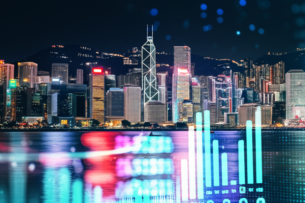 香港天際線與數位外匯數據