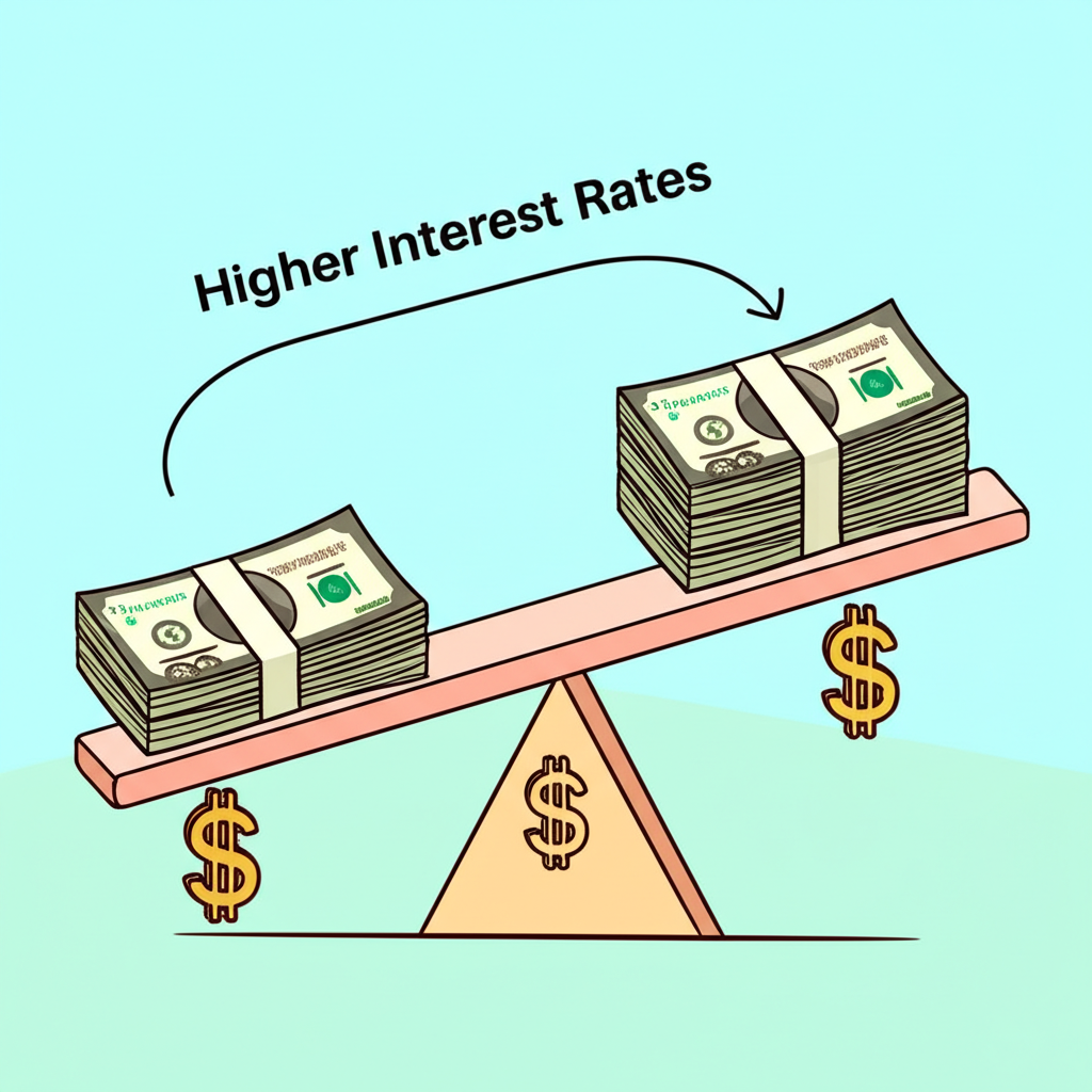 金融天平上美國利率升高導致熱錢從台幣資產流向美元資產