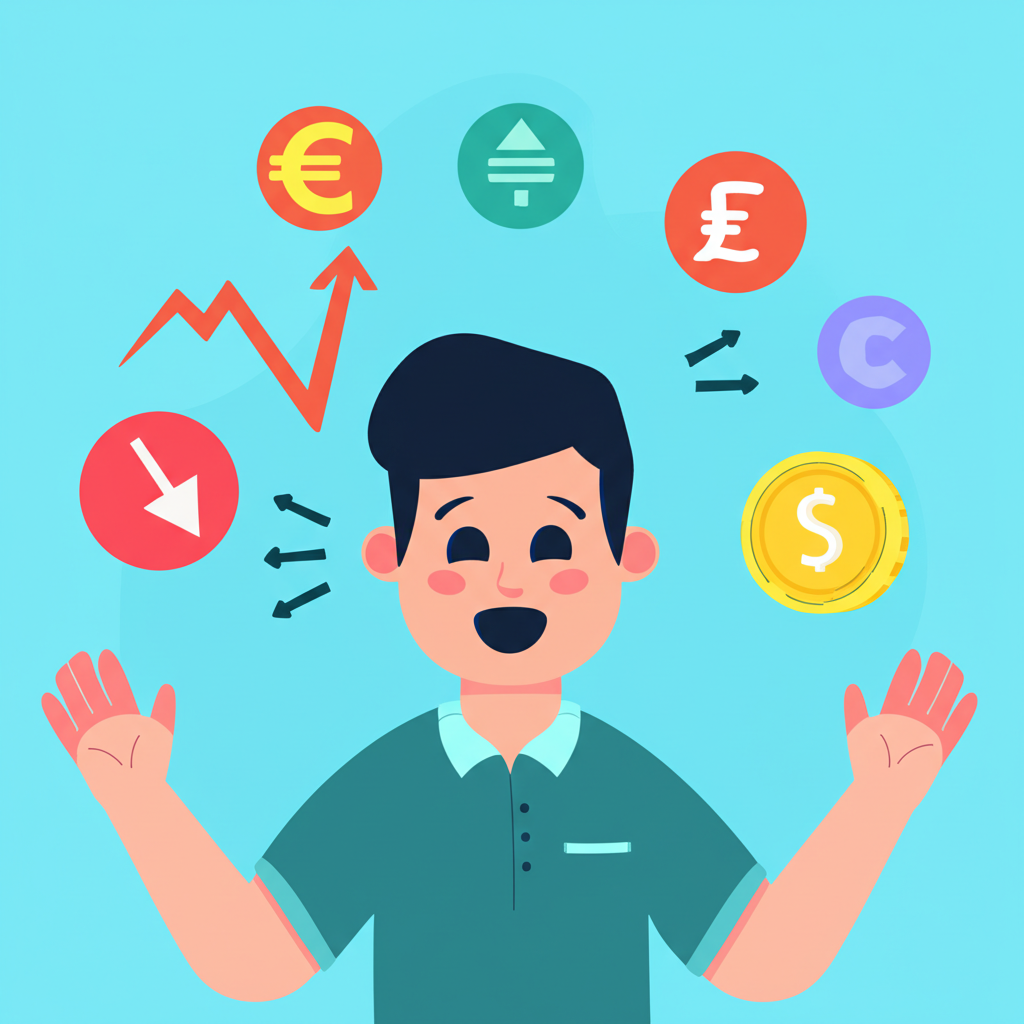 快樂的投資人被雙向箭頭、槓桿成長和多樣產品圖標包圍，象徵CFD交易的靈活性與優勢