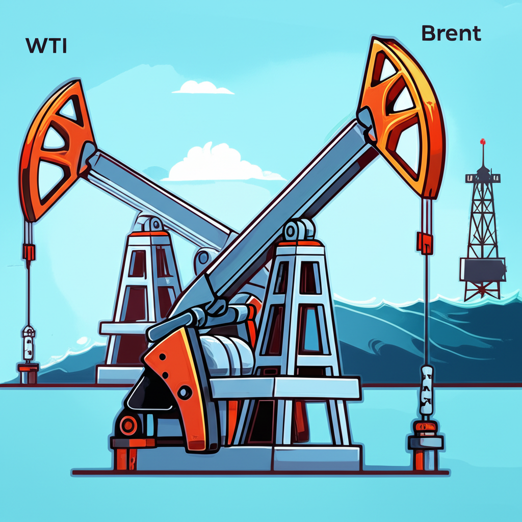 WTI北美與布蘭特北海兩種油井的差異圖，強調全球意義