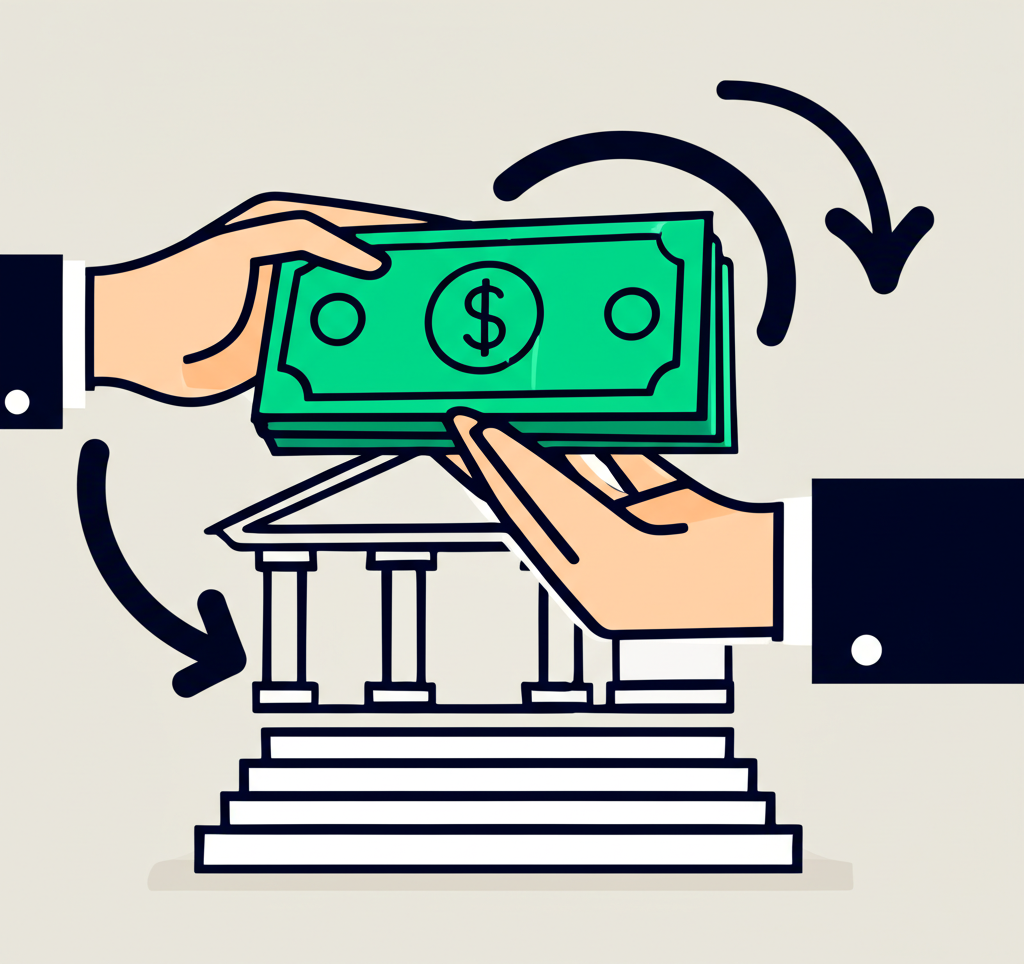 借貸交易示意圖:投資人將資金交給發行人,換取債券證書,並定期收到利息支付,到期時獲得本金償還