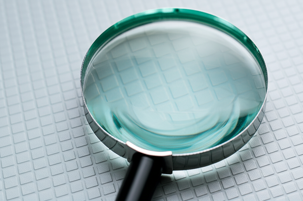 magnifying glass checking platform