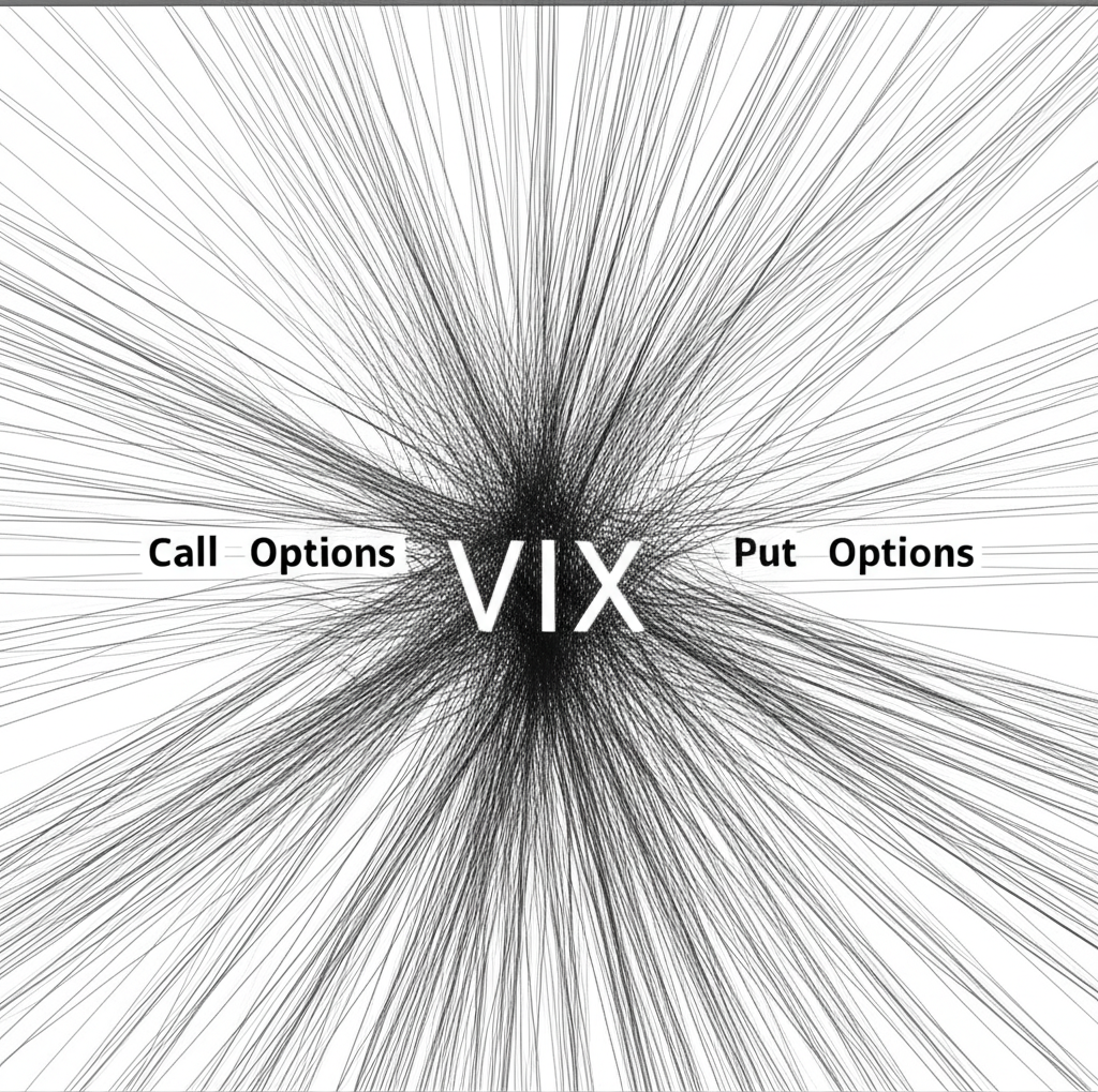 圖解VIX指數計算過程,展現S&P 500選擇權中買權與賣權價格如何整合出單一隱含波動率數值