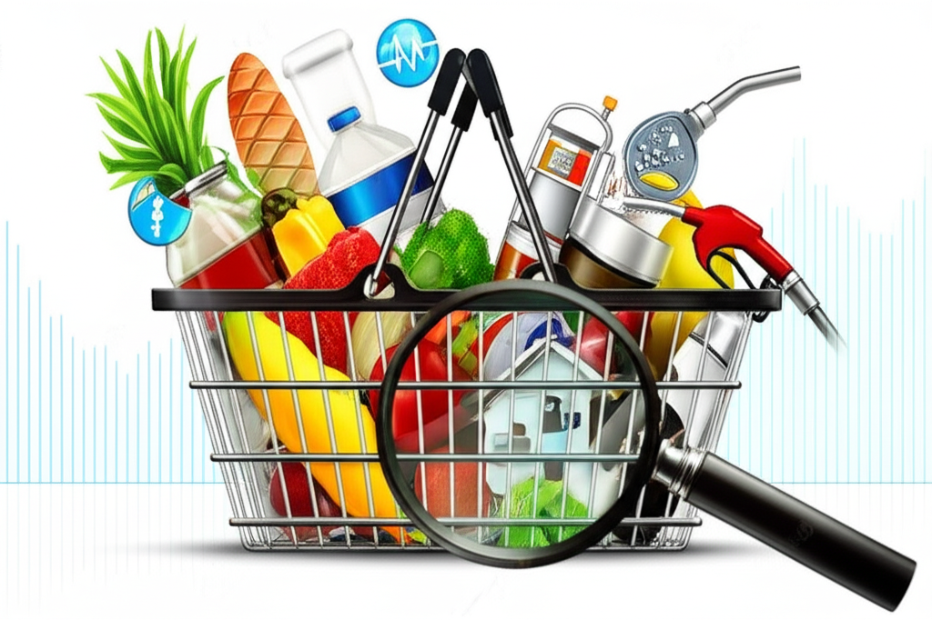 CPI 組成項目購物籃與核心指數強調插圖