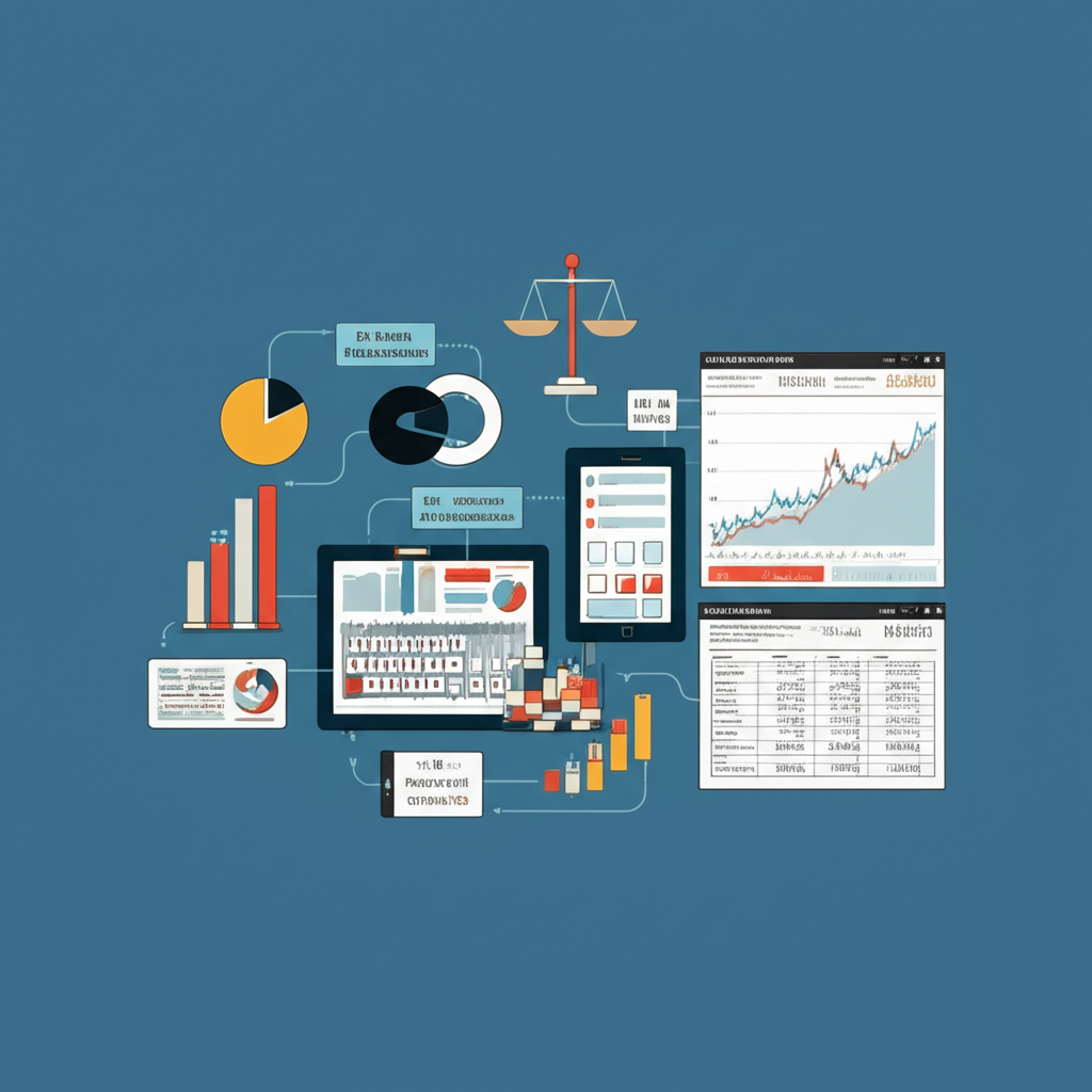 金融圖表與圖形融合代表本益比核心概念、計算與歷史表現的插圖,美股與台股比較