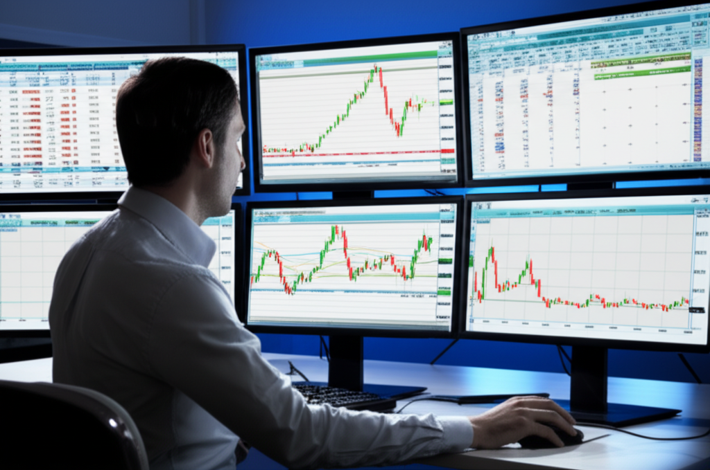 Trader using forex platform illustration