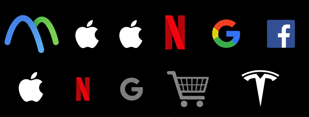 MAANG 和美股七巨頭核心成員的圖示與業務視覺元素