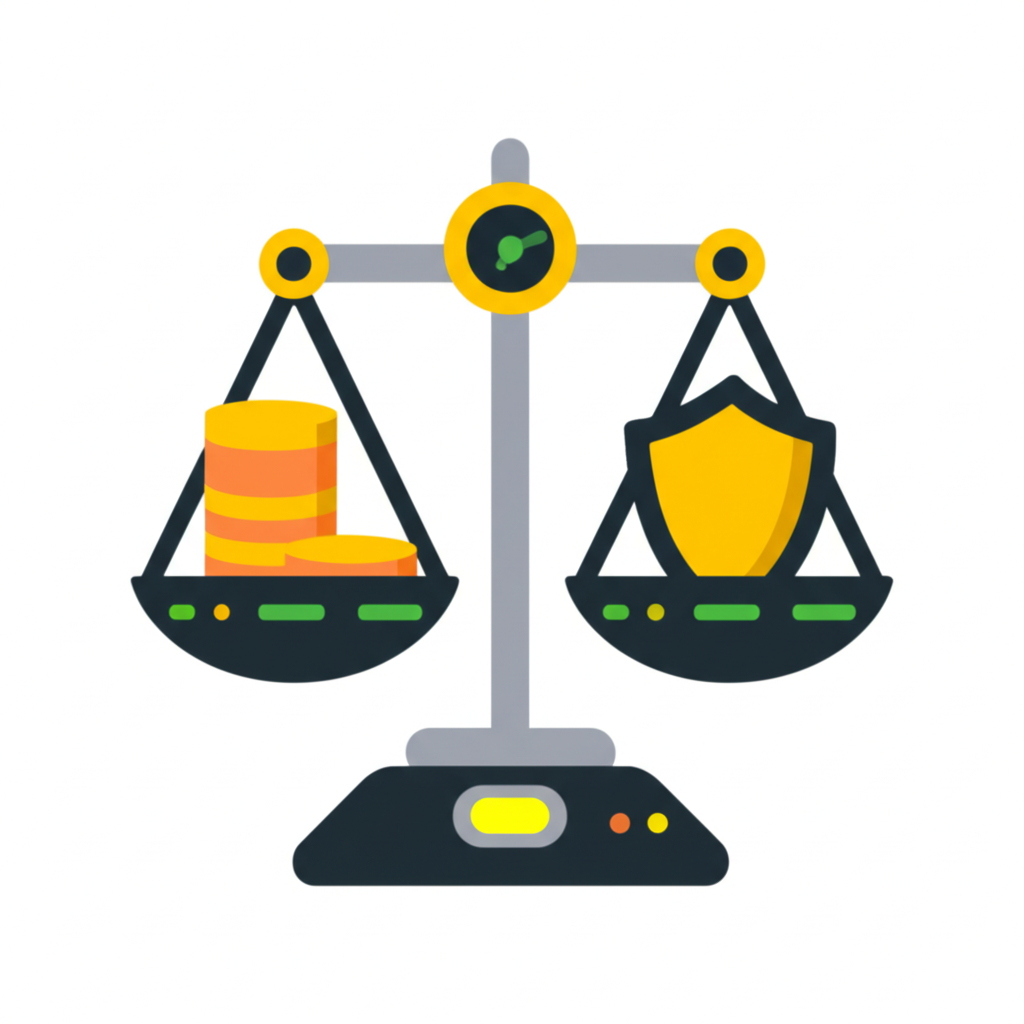 平衡交易成本與安全性的數位天平插圖