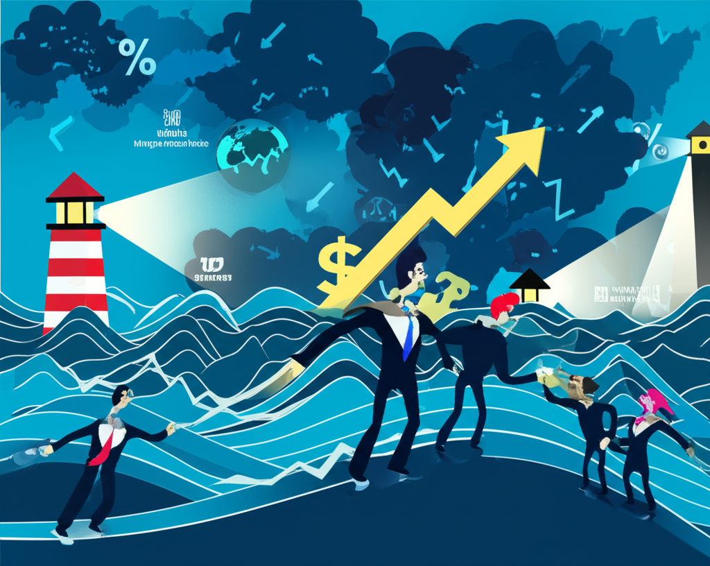 投資者在充滿通膨、利率波動和地緣政治風險的全球市場中尋求方向，貝萊德與摩根士丹利標誌提供指引