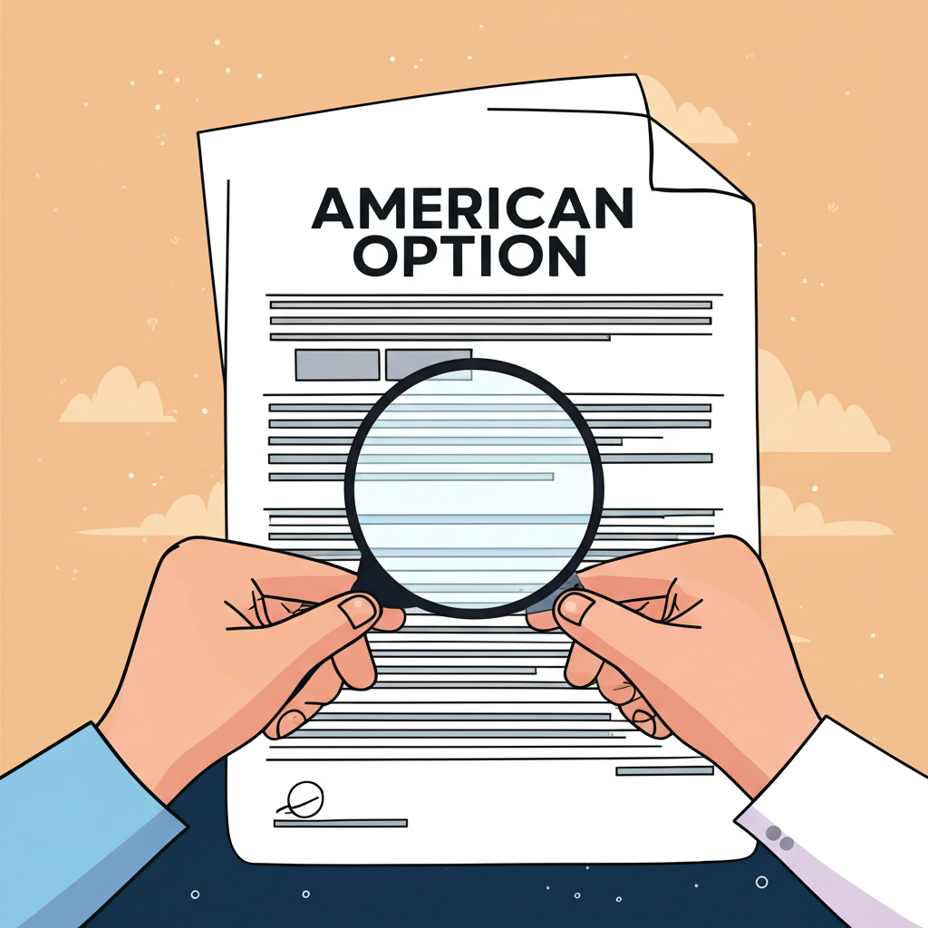 美式選擇權合約文件插圖,顯示履約日期彈性與研究特徵