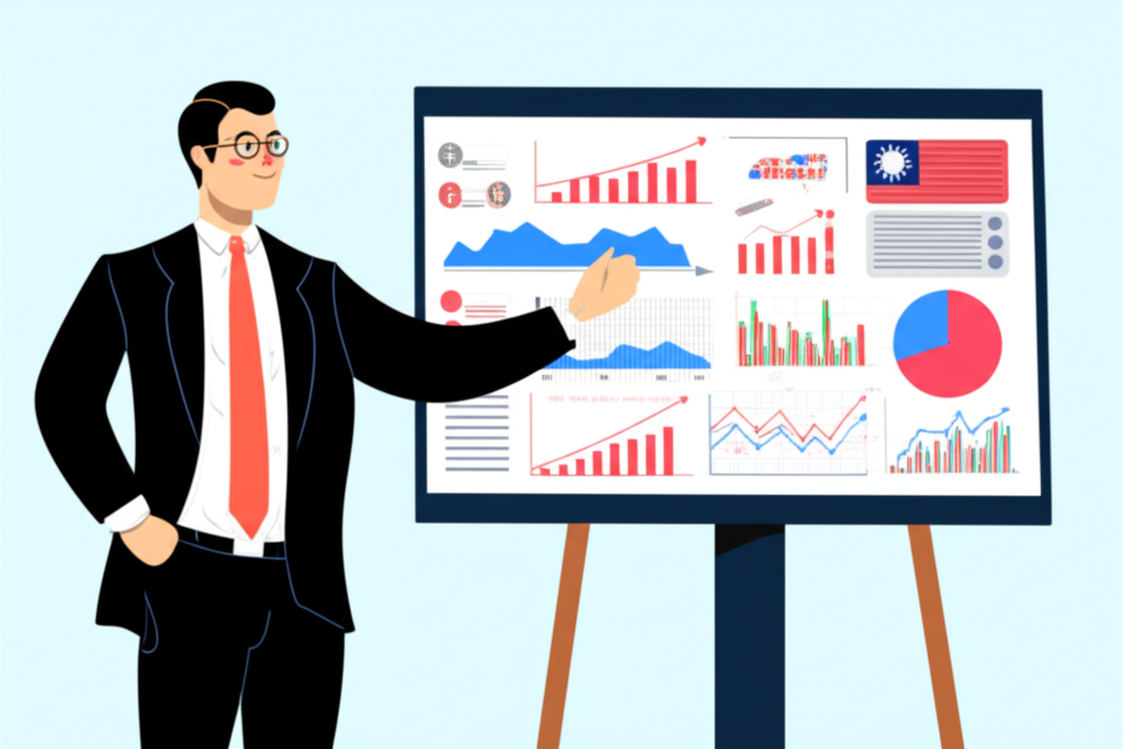 金融分析師講解美元趨勢報告,背景包含經濟數據圖表與投資情境分析,針對台港投資者提供策略建議