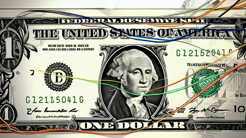 美元與全球金融市場互動示意圖,展現聯準會政策、通膨、經濟復甦與地緣風險對美元強弱的影響