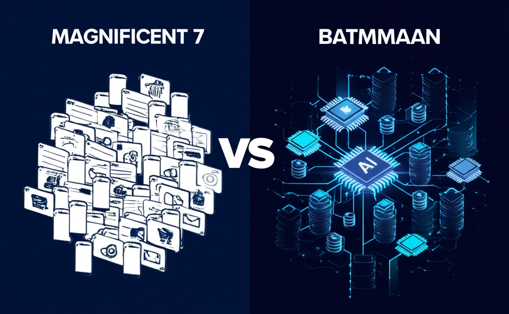 BATMMAAN 與美股七巨頭比較插圖，突出半導體與 AI 基礎設施差異