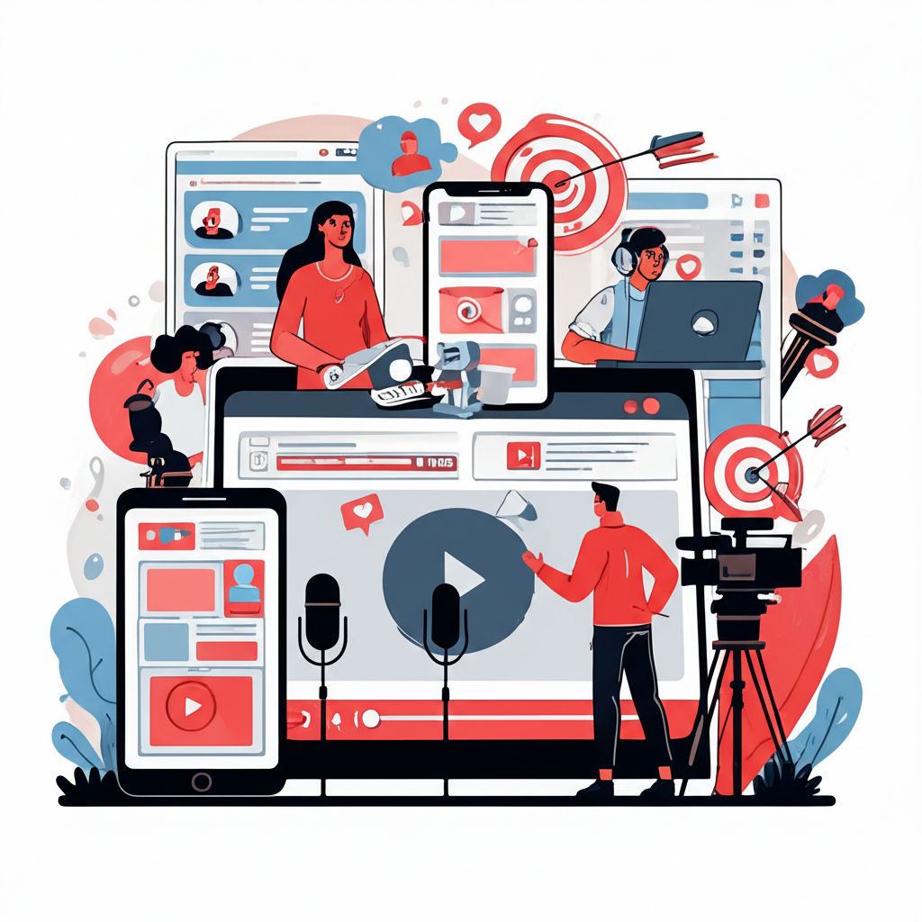 搜尋引擎結果頁面插圖，放大鏡優化關鍵字與連結，提升企業網站排名