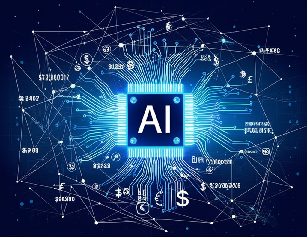 AI trading global market illustration