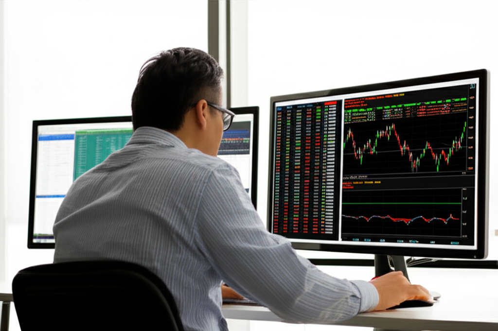 Taiwan investor analyzing forex charts