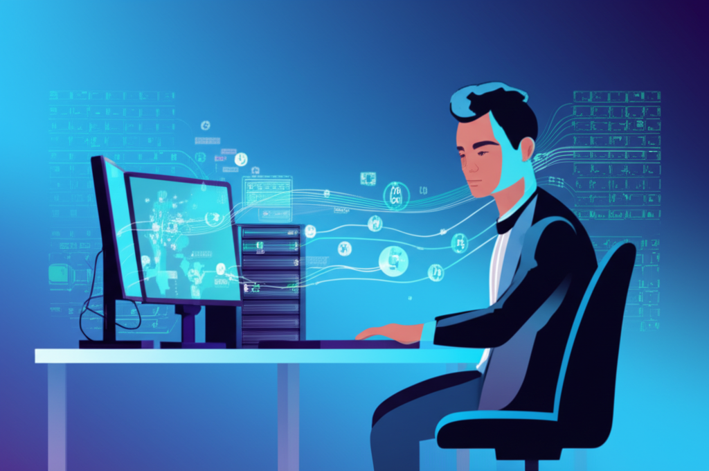 交易者使用伺服器插圖