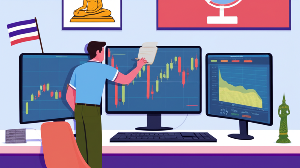 Thai investor trading forex illustration