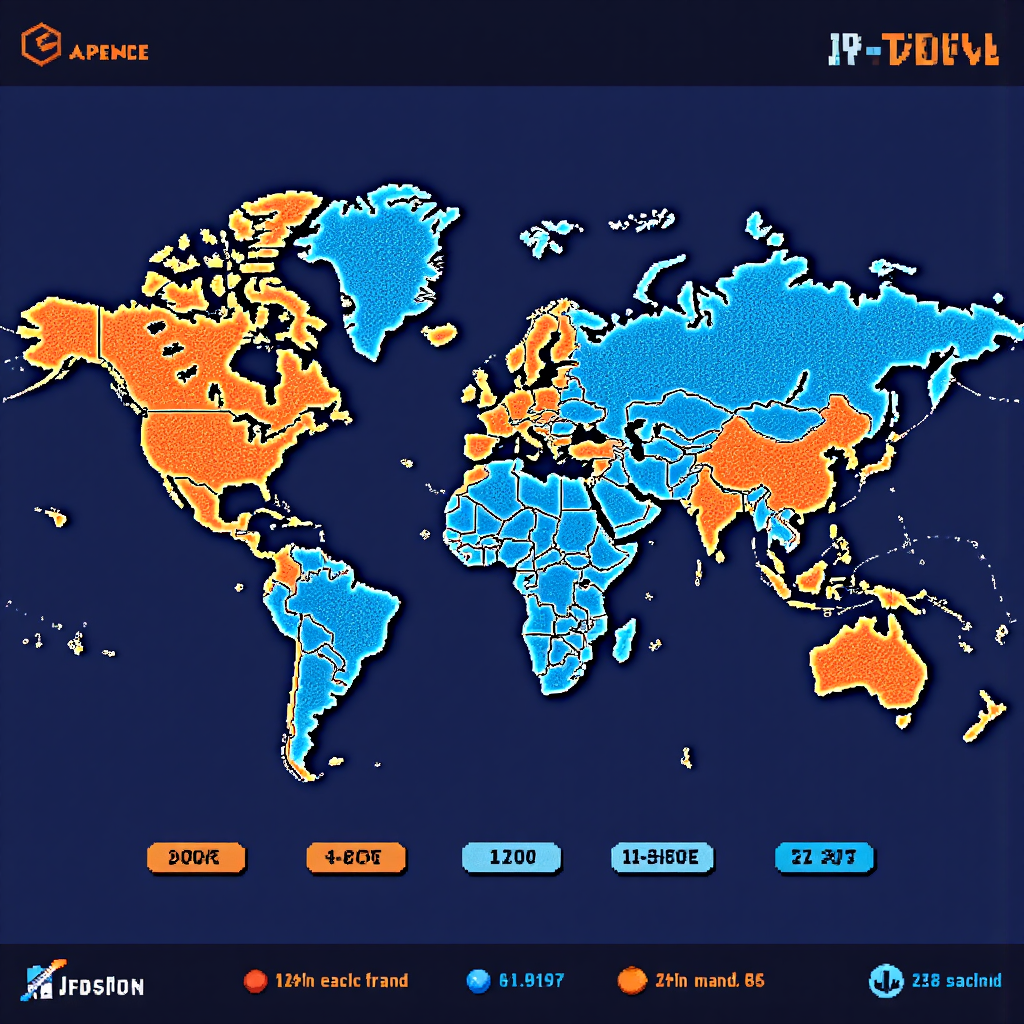 世界地圖上鐘面顯示小道瓊工業平均指數交易時間與台灣時差，藍橙色調