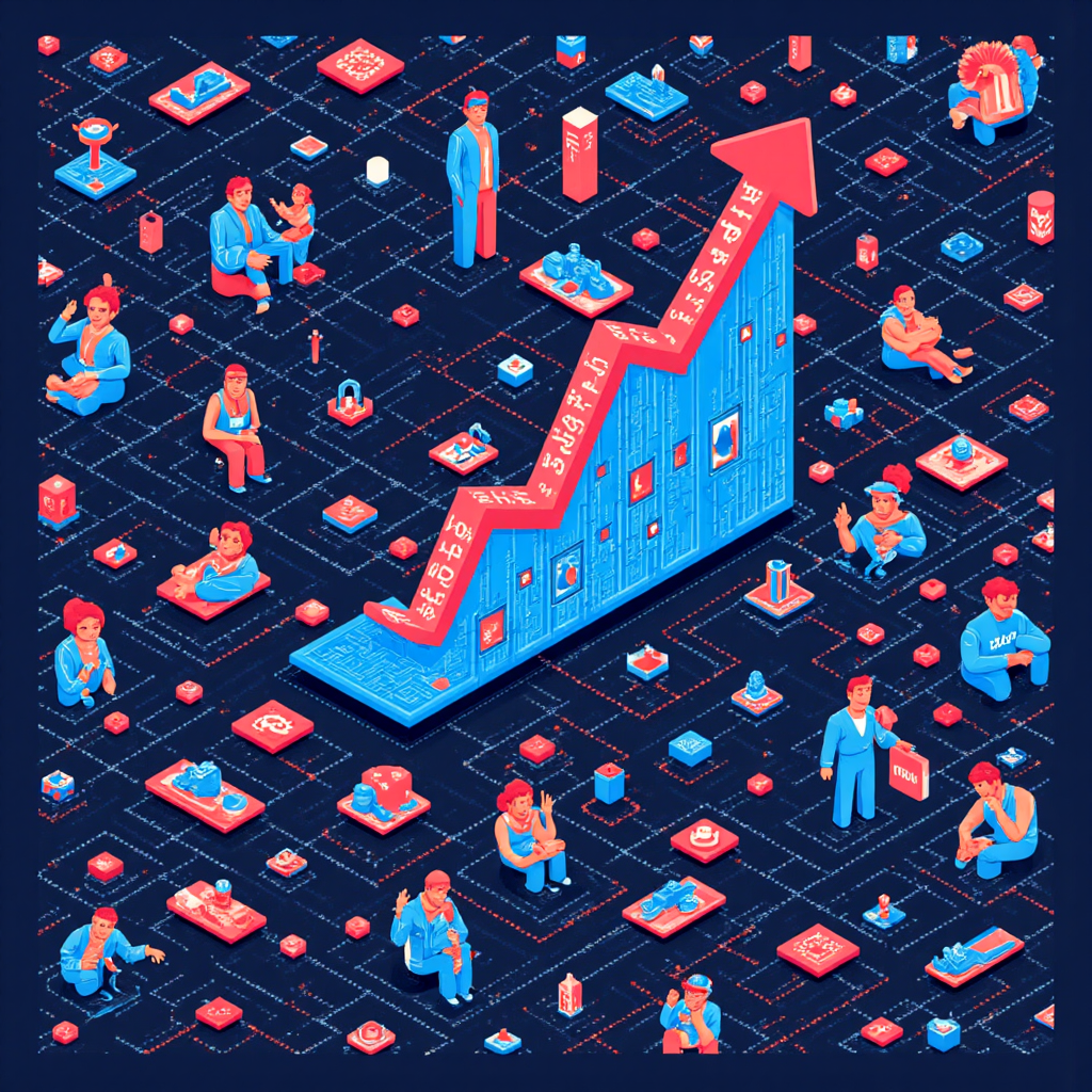 whimsical illustration depicting a complex network of data streams flowing between stylized representations of big investors small investors and market makers forming intricate patterns around a central upward trending stock graph lighting is bright and focused highlighting key data points and interconnectedness