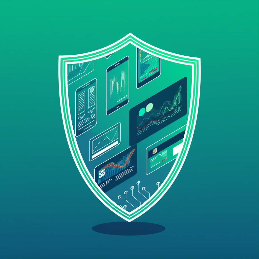 全球金融裝置防護盾插圖